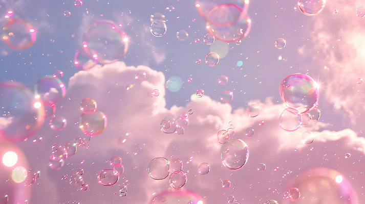 JPG 구름 편집이미지 분홍색 하늘 사람없음 비눗방울 감성 버블 편집실사 AI컴퓨터그래픽 AI콘텐츠 자연요소 컬러 컨셉 CG 파일형식