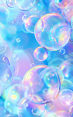 JPG 편집이미지 사람없음 파란색 비눗방울 감성 버블 편집실사 AI컴퓨터그래픽 AI콘텐츠 컬러 컨셉 CG 파일형식