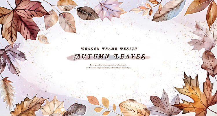 PSD 단풍 낙엽 일러스트 수채화 프레임 사람없음 갈색 가을 카피스페이스 국내일러스트 계절 컬러 잎 공백 파일형식
