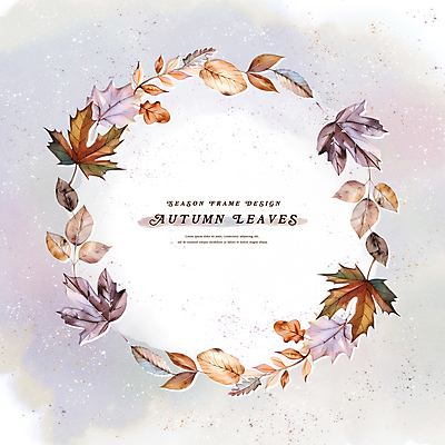 PSD 단풍 낙엽 일러스트 수채화 프레임 사람없음 갈색 가을 카피스페이스 국내일러스트 계절 컬러 잎 공백 파일형식