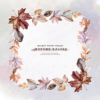 PSD 단풍 낙엽 일러스트 수채화 프레임 사람없음 갈색 가을 카피스페이스 국내일러스트 계절 컬러 잎 공백 파일형식
