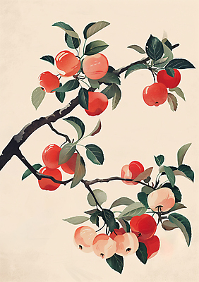 JPG 일러스트 사람없음 빨간색 농작물 수확 가을 분위기 사과나무 수확철 국내일러스트 AI일러스트 AI콘텐츠 나무 계절 컬러 컨셉 농업 사과 파일형식