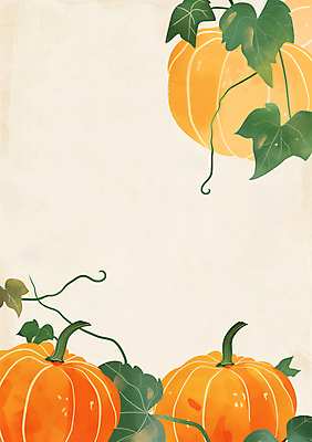 JPG 일러스트 사람없음 농작물 주황색 수확 가을 분위기 덩굴 늙은호박 수확철 국내일러스트 AI일러스트 AI콘텐츠 식물 계절 컬러 컨셉 농업 호박 파일형식