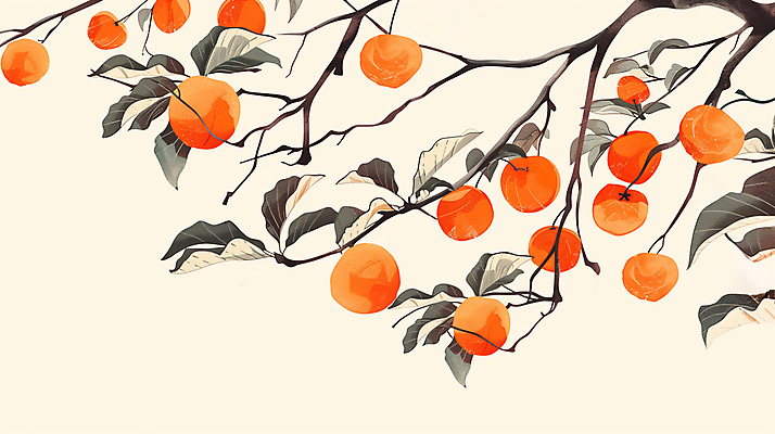 JPG 일러스트 감 사람없음 농작물 주황색 수확 가을 분위기 수확철 국내일러스트 AI일러스트 AI콘텐츠 계절 컬러 컨셉 농업 과일 파일형식