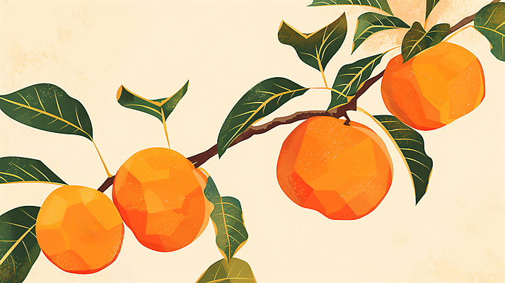 JPG 열매 과일 일러스트 사람없음 농작물 주황색 수확 가을 분위기 감나무 수확철 국내일러스트 AI일러스트 AI콘텐츠 나무 식물 계절 컬러 컨셉 농업 감 파일형식