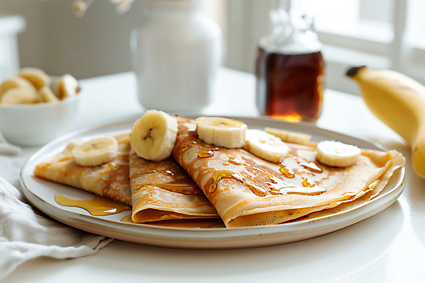 JPG 편집이미지 그릇 접시 식탁 바나나 사람없음 우유 식탁보 달콤 디지털합성 시럽 크레페 편집실사 AI포토 AI콘텐츠 식기 과일 탁자 디저트 유제품 맛 CG 파일형식