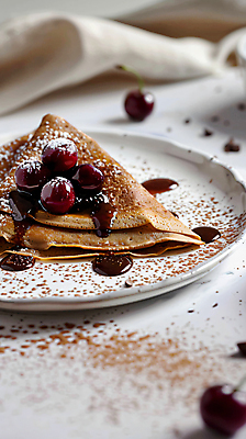 JPG 편집이미지 접시 식탁 사람없음 식탁보 체리 달콤 디지털합성 시럽 슈가파우더 코코아가루 크레페 편집실사 AI포토 AI콘텐츠 식기 과일 탁자 디저트 맛 가루 CG 파일형식