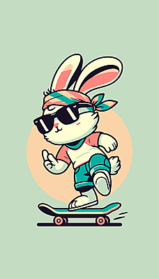 일러스트 두건 사람없음 선글라스 유행 점프 토끼 스케이트보드 화려 토끼캐릭터 민트색 힙스터 Y2K 국내일러스트 AI파일 패션 안경 컬러 동물캐릭터 컨셉 포유류 모션 반려동물 보드_스포츠 파일형식 벡터