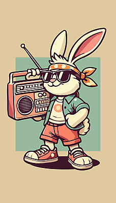 허리손 일러스트 두건 들기 사람없음 선글라스 유행 토끼 화려 토끼캐릭터 라디오 베이지색 힙스터 Y2K 국내일러스트 AI파일 패션 안경 컬러 동물캐릭터 포즈 컨셉 포유류 모션 전자제품 반려동물 파일형식 벡터