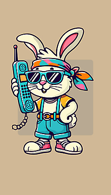 허리손 일러스트 두건 들기 사람없음 선글라스 유행 토끼 화려 전화기 토끼캐릭터 통화 베이지색 힙스터 Y2K 국내일러스트 AI파일 패션 안경 컬러 동물캐릭터 포즈 컨셉 포유류 모션 반려동물 파일형식 벡터