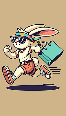 일러스트 두건 들기 사람없음 선글라스 달리기 쇼핑백 유행 토끼 화려 토끼캐릭터 베이지색 힙스터 Y2K 국내일러스트 AI파일 패션 안경 컬러 동물캐릭터 컨셉 가방 포유류 모션 반려동물 파일형식 벡터