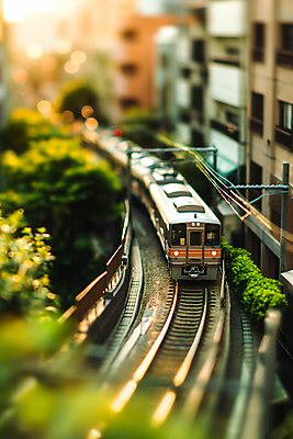 JPG 나무 편집이미지 아파트 사람없음 장난감 모형 기찻길 미니어처 기차 도시 기차모형 편집실사 AI포토 AI콘텐츠 식물 육상교통 대중교통 주택 CG 파일형식