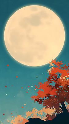 PSD 단풍 일러스트 자연 밤하늘 단풍나무 풍경 사람없음 추석 보름달 가을 달빛 국내일러스트 나무 계절 명절 잎 하늘 달 야간 생태계 파일형식