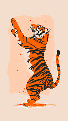 한마리 야생동물 일러스트 그림자 사람없음 주황색 호랑이 심플 멸종위기동물 국내일러스트 멸종위기종 AI파일 동물 1 컬러 포유류 파일형식 벡터