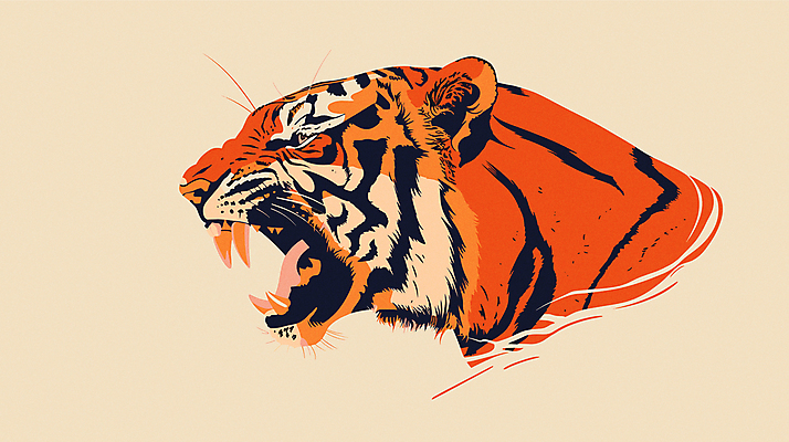 한마리 야생동물 일러스트 사람없음 주황색 호랑이 심플 멸종위기동물 국내일러스트 멸종위기종 AI파일 동물 1 컬러 포유류 파일형식 벡터