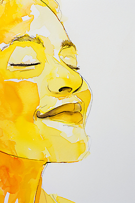 JPG 여자 행복 감정 일러스트 수채화 한명 미소 성인 노란색 눈감음 기쁨 그림 성인여자한명만 국내일러스트 AI일러스트 AI콘텐츠 1 컬러 모션 표정 사람 여자한명만 성인여자만 파일형식