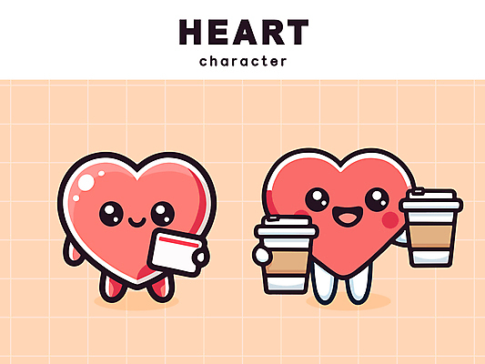 캐릭터 음료 일러스트 미소 들기 사람없음 귀여움 하트 카드 커피잔 만화 일러캐릭터 AI파일 모양 커피 컨셉 모션 잔 표정 파일형식 벡터