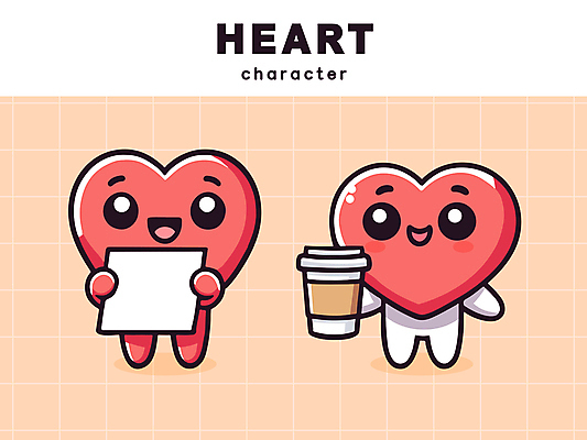캐릭터 종이 일러스트 미소 들기 사람없음 귀여움 하트 커피잔 만화 일러캐릭터 AI파일 모양 커피 컨셉 모션 잔 표정 파일형식 벡터