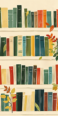 JPG 낙엽 일러스트 나뭇잎 책장 사람없음 책 독서 가을 서재 카피스페이스 국내일러스트 AI일러스트 AI콘텐츠 계절 가구 잎 공백 파일형식