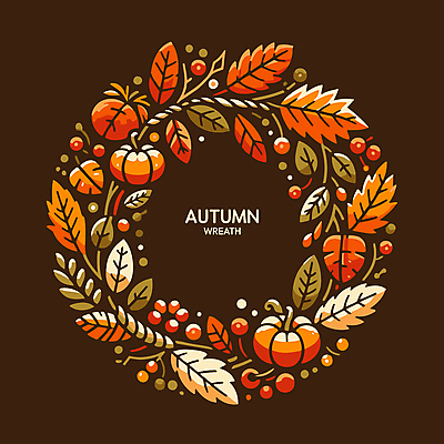 열매 줄기 단풍 낙엽 일러스트 자연 호박 나뭇잎 사람없음 장식 화환 가을 국내일러스트 AI파일 식물 계절 꽃 잎 채소 생태계 파일형식 벡터