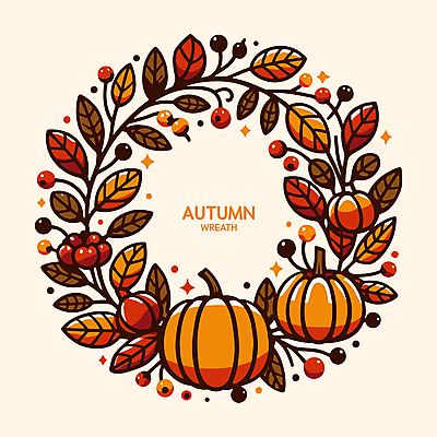 열매 줄기 단풍 낙엽 일러스트 자연 호박 나뭇잎 사람없음 장식 화환 가을 국내일러스트 AI파일 식물 계절 꽃 잎 채소 생태계 파일형식 벡터