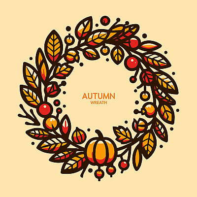 열매 줄기 단풍 낙엽 일러스트 자연 호박 나뭇잎 사람없음 장식 화환 가을 국내일러스트 AI파일 식물 계절 꽃 잎 채소 생태계 파일형식 벡터