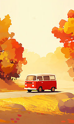 JPG 여행 단풍 낙엽 일러스트 자연 단풍나무 휴가 초원 사람없음 소풍 가을풍경 주황색 일몰 캠핑카 차박 국내일러스트 AI일러스트 AI콘텐츠 나무 컬러 잎 자동차 풍경 야외활동 노을 캠핑 생태계 파일형식 가을_계절
