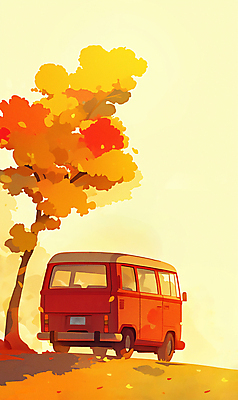 JPG 여행 단풍 낙엽 일러스트 자연 단풍나무 휴가 초원 사람없음 소풍 가을풍경 주황색 일몰 캠핑카 차박 국내일러스트 AI일러스트 AI콘텐츠 나무 컬러 잎 자동차 풍경 야외활동 노을 캠핑 생태계 파일형식 가을_계절