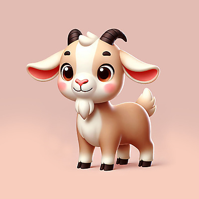 PSD 편집이미지 캐릭터 동물캐릭터 염소 뿔 사람없음 3D 귀여움 베이지색 염소뿔 편집3D 동물 컬러 컨셉 포유류 디지털합성 파일형식
