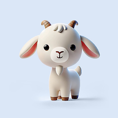PSD 편집이미지 캐릭터 동물캐릭터 하늘색 염소 뿔 사람없음 3D 귀여움 회색 염소뿔 편집3D 동물 컬러 컨셉 포유류 파란색 디지털합성 파일형식