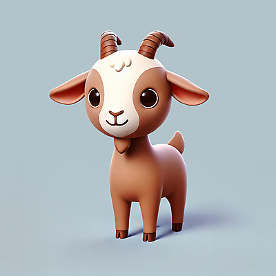 PSD 편집이미지 캐릭터 동물캐릭터 염소 뿔 사람없음 갈색 3D 귀여움 회색 염소뿔 편집3D 동물 컬러 컨셉 포유류 디지털합성 파일형식