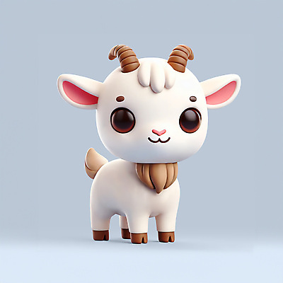 PSD 편집이미지 캐릭터 동물캐릭터 하늘색 염소 뿔 사람없음 3D 귀여움 흰색 염소뿔 편집3D 동물 컬러 컨셉 포유류 파란색 디지털합성 파일형식