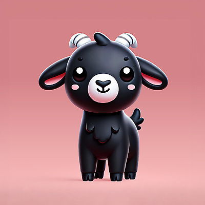 PSD 편집이미지 캐릭터 분홍색 동물캐릭터 염소 뿔 사람없음 3D 귀여움 염소뿔 흑염소 편집3D 동물 컬러 컨셉 포유류 디지털합성 파일형식