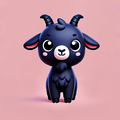 PSD 편집이미지 캐릭터 분홍색 동물캐릭터 염소 뿔 사람없음 3D 귀여움 남색 염소뿔 흑염소 편집3D 동물 컬러 컨셉 포유류 디지털합성 파일형식