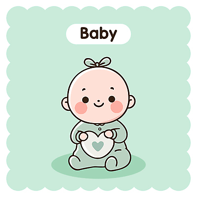 행복 리본 일러스트 한명 웃음 앉기 귀여움 아기 하트쿠션 민트색 아기만 국내일러스트 AI파일 1 감정 컬러 컨셉 쿠션 모션 표정 사람 하트 파일형식 벡터