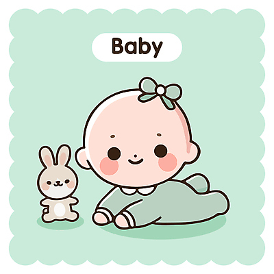 행복 리본 엎드리기 일러스트 한명 웃음 귀여움 아기 토끼인형 민트색 아기만 국내일러스트 AI파일 1 감정 인형 컬러 컨셉 모션 표정 사람 토끼 파일형식 벡터