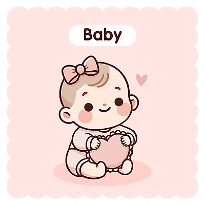 행복 리본 분홍색 일러스트 안기 한명 웃음 앉기 귀여움 아기 하트쿠션 아기만 국내일러스트 AI파일 1 감정 컬러 컨셉 쿠션 모션 표정 사람 하트 파일형식 벡터