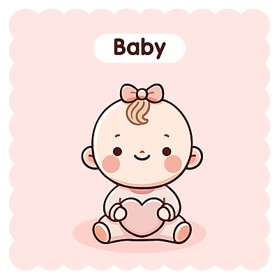 행복 리본 분홍색 일러스트 안기 한명 웃음 앉기 귀여움 아기 하트쿠션 아기만 국내일러스트 AI파일 1 감정 컬러 컨셉 쿠션 모션 표정 사람 하트 파일형식 벡터