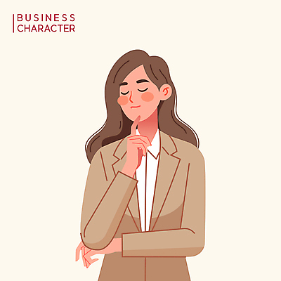 여자 생각 일러스트 한명 정장 상반신 성인 눈감음 턱괴기 직장인 비즈니스우먼 고민 성인여자한명만 국내일러스트 AI파일 직업 1 옷 감정 비즈니스 모션 사람 여자한명만 성인여자만 파일형식 벡터