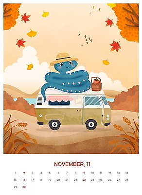 PSD 구름 편집이미지 캐릭터 호수 여행 낙엽 단풍나무 산 사람없음 강 갈색 바구니 주황색 달력 가을 뱀띠 뱀 11월 밀짚모자 보리 캠핑카 2025년 을사년 이미지편집 푸른뱀캐릭터 자연요소 나무 모자_잡화 계절 컬러 단풍 잎 파충류 자동차 곡류 십이지신 날짜 연도 뱀캐릭터 파일형식