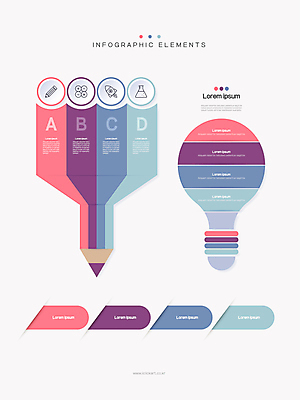 도형 교육 일러스트 전구 사람없음 그래픽 연필 자료 인포그래픽 엘리먼트 국내일러스트 AI파일 학용품 필기구 파일형식 벡터