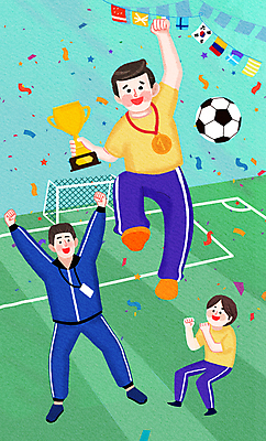 전신 PSD 남자 어린이 일러스트 축구공 경기 소년 세명 점프 축구 경기장 만세 우승 국기 감독 축구장 상 트로피 메달 꽃가루 대회 시상 우승자 소년만 국내일러스트 직업 스포츠 공 축구용품 스포츠시설 모션 사람 구기 최고 가루 상_우승 상패 상_상패 남자만 어린이만 파일형식