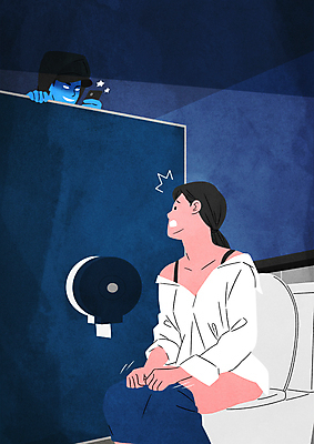 PSD 여자 남자 일러스트 성인 두명 카메라 촬영 어둠 놀람 범죄 화장지 무서움 범죄인 화장실 공포 변기 도촬 몰래카메라 휴지걸이 성인만 불법촬영 국내일러스트 감정 표정 사람 전자제품 걸이 파일형식