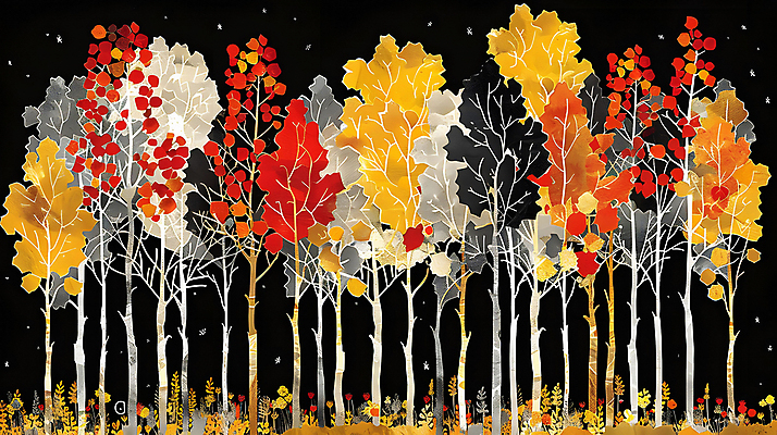 JPG 나무 단풍 일러스트 사람없음 컬러풀 가을풍경 화려 국내일러스트 AI일러스트 AI콘텐츠 식물 컬러 컨셉 잎 풍경 파일형식 가을_계절