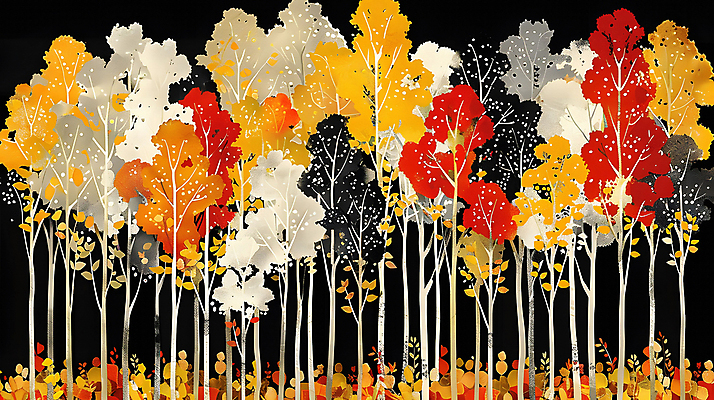 JPG 나무 단풍 일러스트 사람없음 컬러풀 가을풍경 화려 국내일러스트 AI일러스트 AI콘텐츠 식물 컬러 컨셉 잎 풍경 파일형식 가을_계절