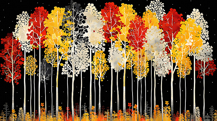 JPG 나무 단풍 일러스트 사람없음 컬러풀 가을풍경 화려 국내일러스트 AI일러스트 AI콘텐츠 식물 컬러 컨셉 잎 풍경 파일형식 가을_계절