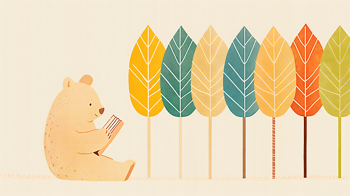 JPG 나무 단풍 낙엽 일러스트 곰 자연 동화 휴식 들기 사람없음 책 독서 고요 가을 읽기 카피스페이스 국내일러스트 AI일러스트 AI콘텐츠 식물 동물 계절 컨셉 잎 포유류 모션 공백 생태계 파일형식