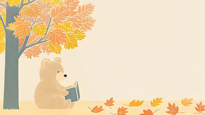 JPG 나무 단풍 낙엽 일러스트 곰 자연 동화 휴식 들기 사람없음 책 독서 고요 가을 읽기 카피스페이스 국내일러스트 AI일러스트 AI콘텐츠 식물 동물 계절 컨셉 잎 포유류 모션 공백 생태계 파일형식