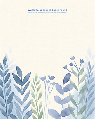 PSD 꽃 잎 일러스트 자연 수채화 사람없음 파란색 카피스페이스 국내일러스트 식물 컬러 공백 생태계 파일형식