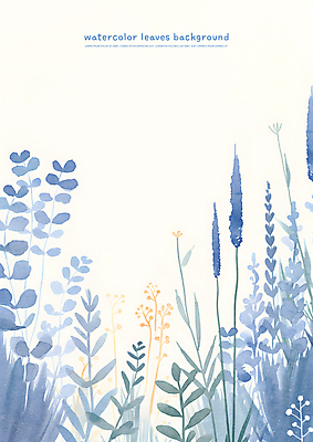 PSD 꽃 잎 일러스트 자연 수채화 사람없음 파란색 카피스페이스 국내일러스트 식물 컬러 공백 생태계 파일형식